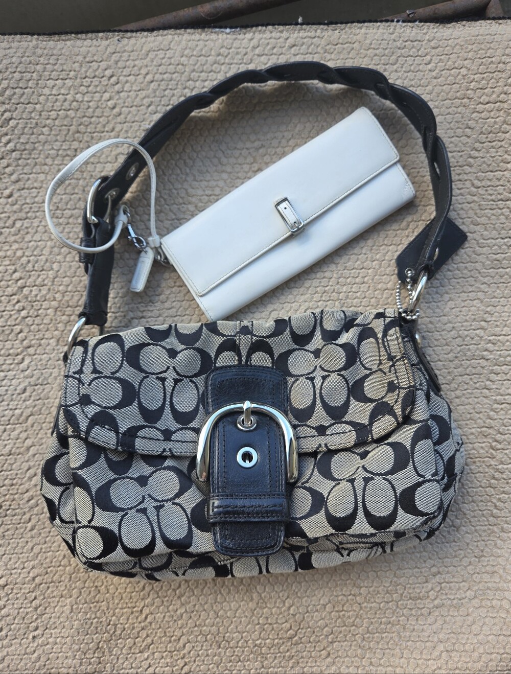 Coach Soho Signature Jacquard Bag & Wallet Set Vtg Y2K bag Grey